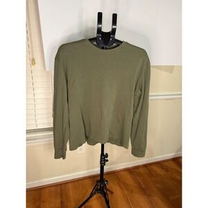 LTB Womens Olive Green Cotton Long Sleeve Crew Neck T-Shirt Size L 604994